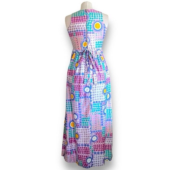Vintage 1970s Saks Fifth Avenue Womens Maxi Dress Sz Small Polka Dot Sundress - Picture 9 of 11